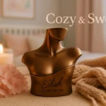 Billie Eilish perfume bottle on cozy vanity for sweet scent