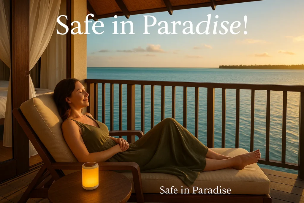 Cook Islands resorts balcony with Thermacell for dengue safety