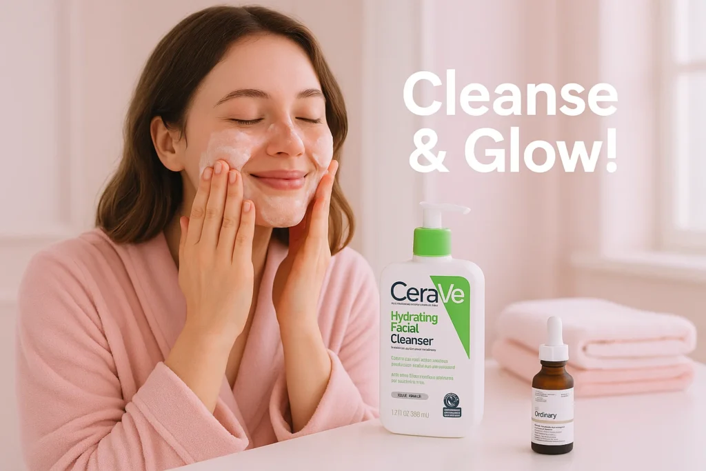 Jordyn Woods skincare cleansing with CeraVe for flawless skin