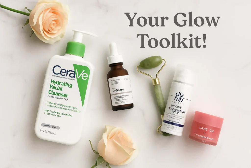 Jordyn Woods skincare toolkit with CeraVe and Laneige for flawless skin